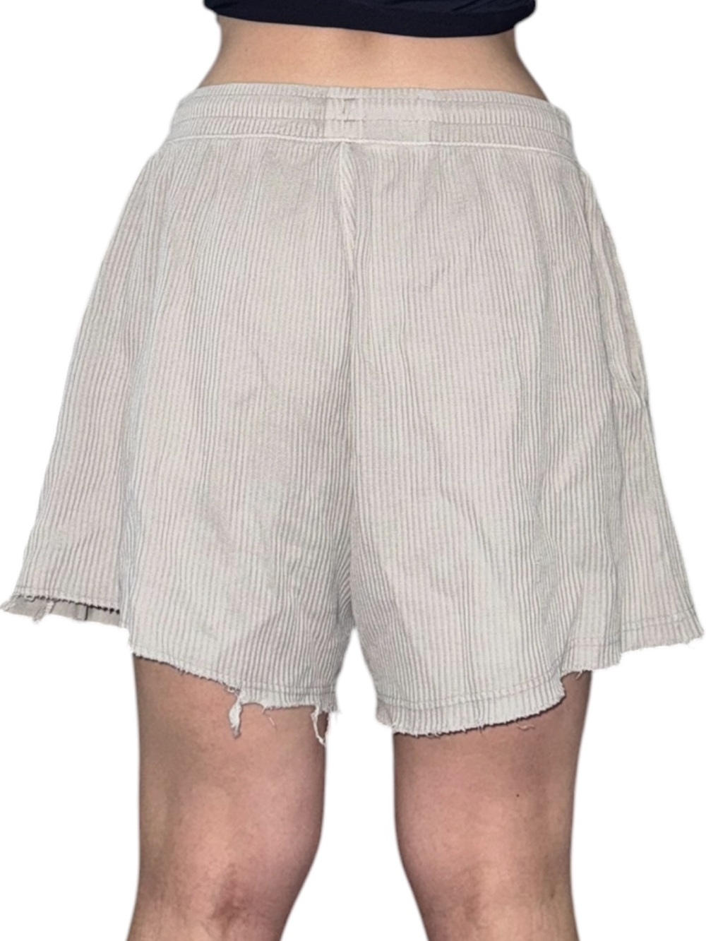 Light Gray Striped Women’s Casual Shorts - Picture 3 of 10